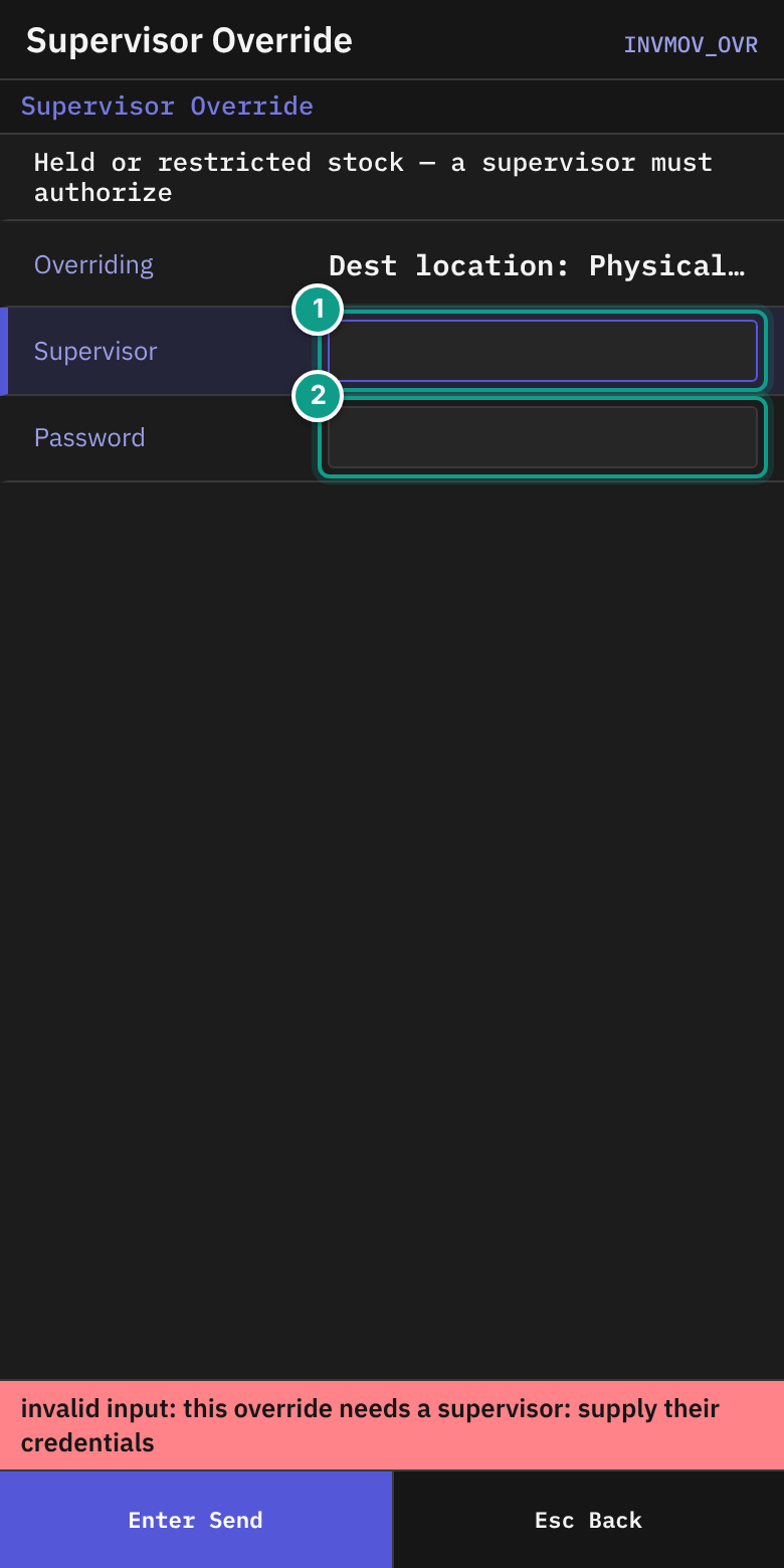 INVMOV_OVR - Supervisor Override