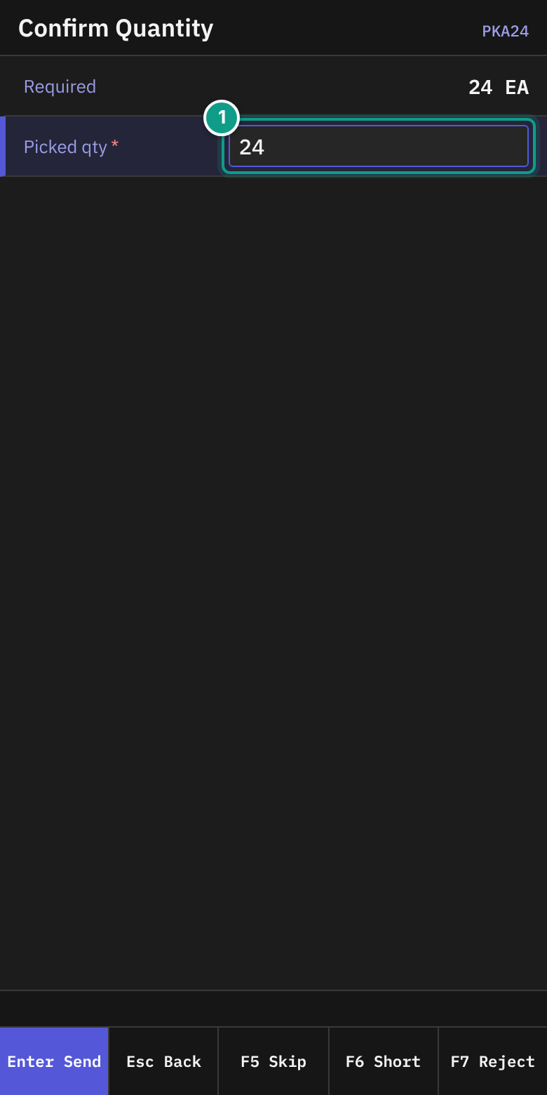 PKA24 - Confirm Quantity