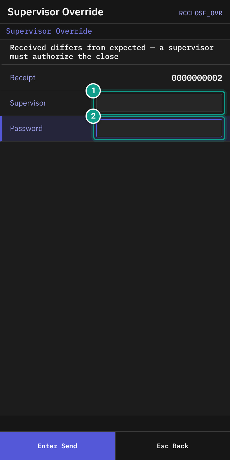 RCCLOSE_OVR - Supervisor Override