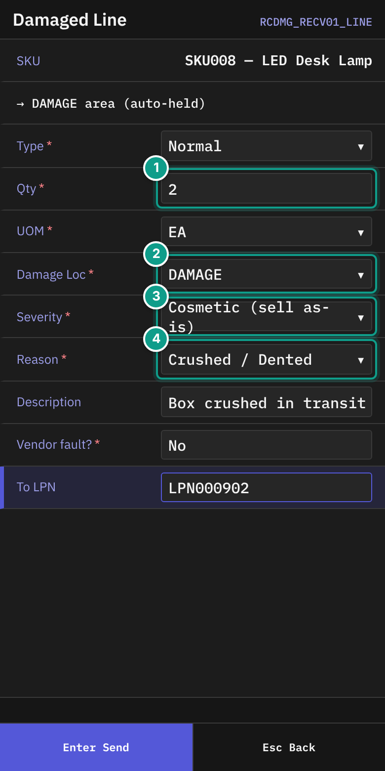 RCDMG_RECV01_LINE - Damaged Line
