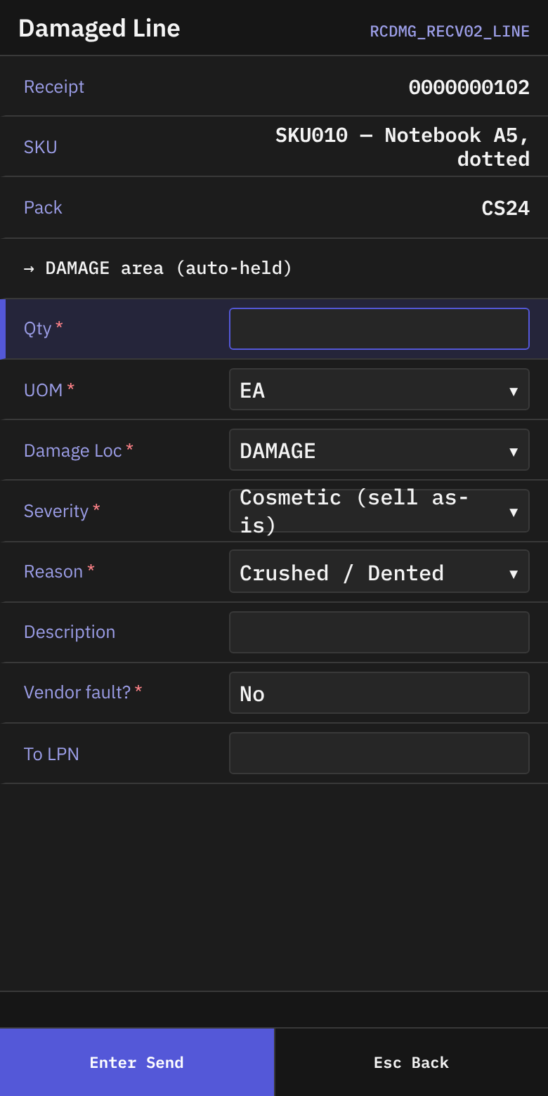 RCDMG_RECV02_LINE - Damaged Line