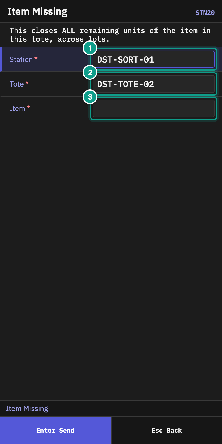 STN20 - Item Missing