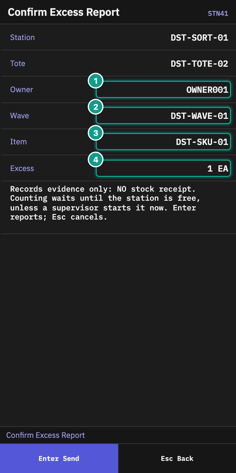 STN41 - Confirm Excess Report
