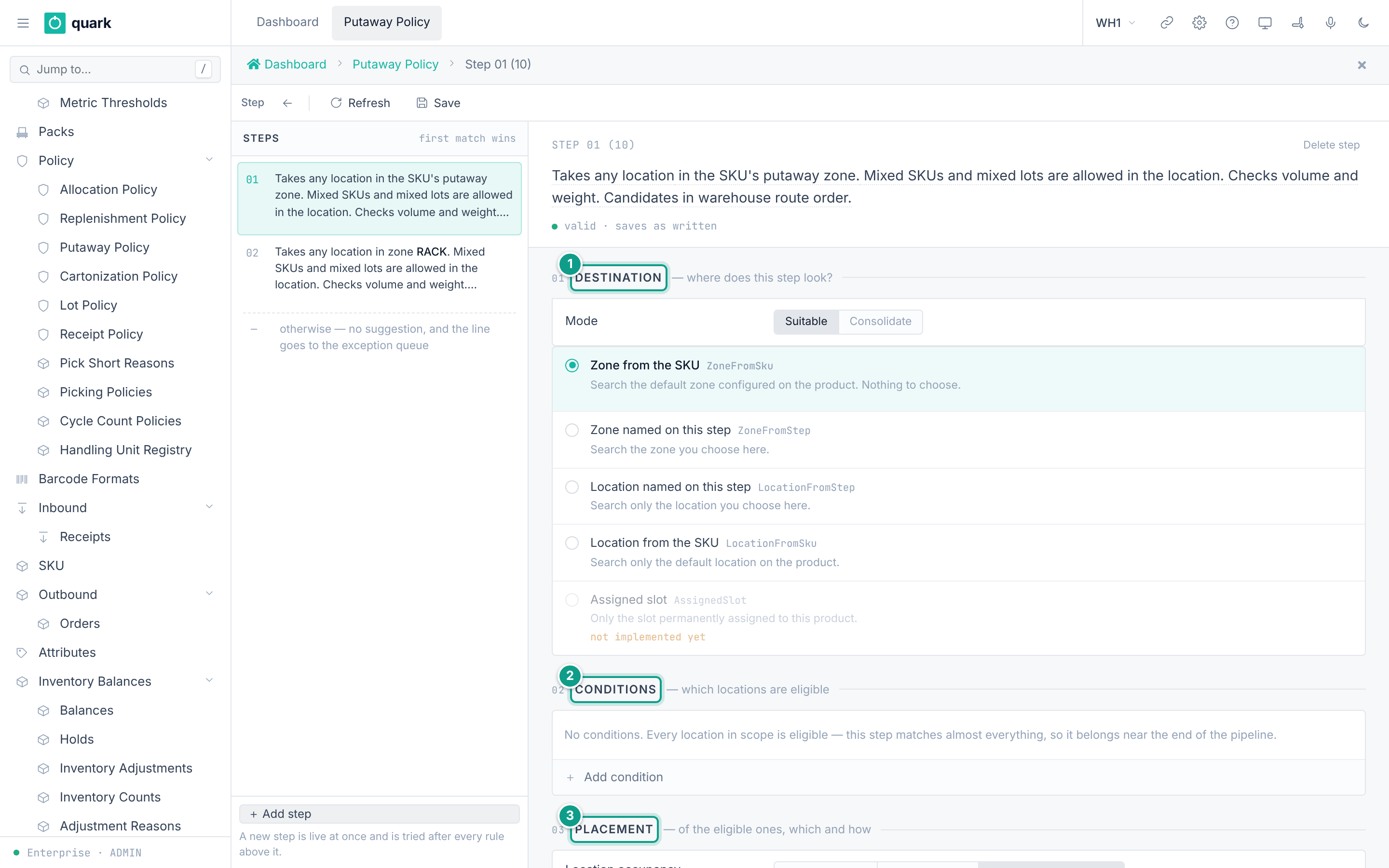 putaway_step_component - Putaway Step Editor